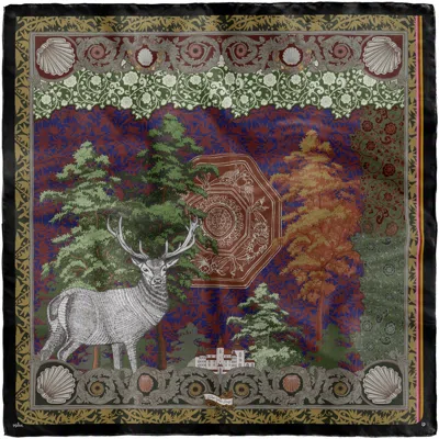Kueen Women's Black / Grey / Red Silk Scarf - White Stag In Multi