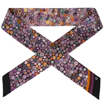 Kueen Women's Black / Pink / Purple Silk Scarf - Millefiori - Purple