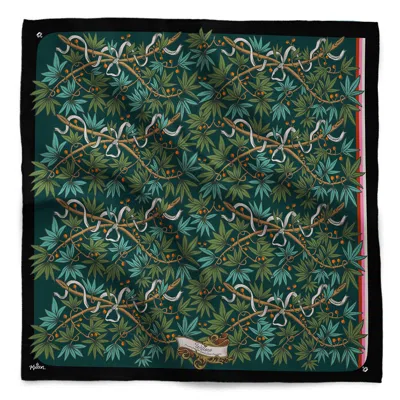 Kueen Women's Black / White / Brown Silk Scarf - Willow - Green In Multi