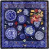 Kueen Women's Black / White / Red Silk Scarf - Porcelain Dreams - Blue