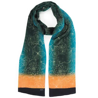 Kueen Women's Blue / Green Silk Scarf - Flora - Green Blue In Multi
