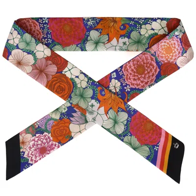 Kueen Women's Blue Silk Scarf - Flora