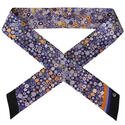 Kueen Women's Blue / Yellow / Orange Silk Scarf - Millefiori - Blue