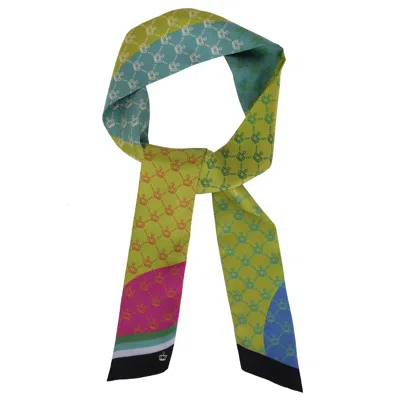 Kueen Women's Green / Black / Grey Silk Scarf - Crown Tiny - Green In Multi