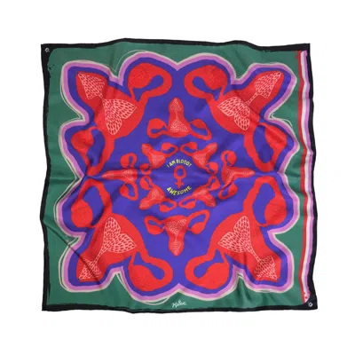 Kueen Women's Green / Blue / Red Silk Scarf - Bloody Awesome Collection - Bloody Blue In Multi