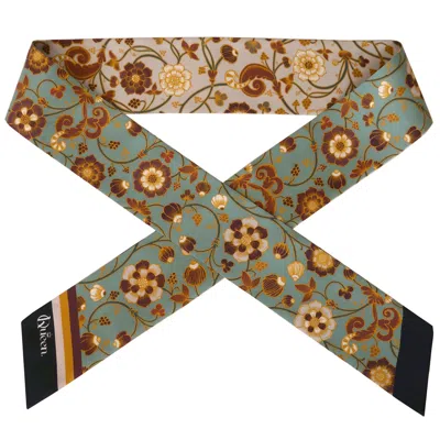 Kueen Women's Grey / Green Silk Scarf - Forgotten Flower - Mint - Grey