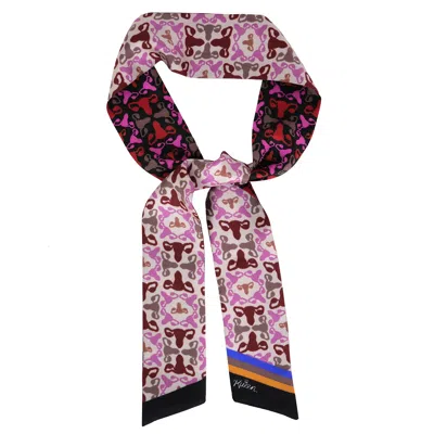 Kueen Women's Pink / Brown Silk Scarf - Bloody Awesome Collection - Light & Dark In Multi