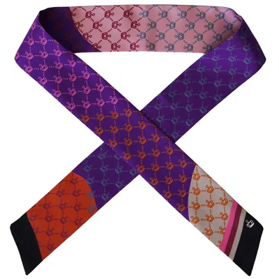 Kueen Women's Pink / Purple / Red Silk Scarf - Crown - Purple