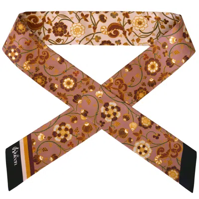 Kueen Women's Pink / Purple Silk Scarf - Forgotten Flowers - Pink