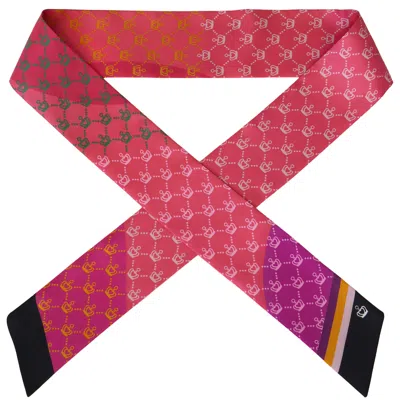 Kueen Women's Pink / Purple / Yellow Silk Scarf - Crown - Pink