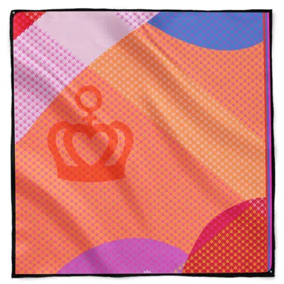 Kueen Women's Red / Black / Blue Silk Scarf - Big Crown - Ballroom Red In Multi