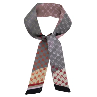 Kueen Women's Red / Black / Grey Silk Scarf - Crown Tiny - Grey In Multi