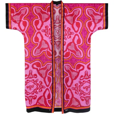 Kueen Women's Red / Black / White Silk Kimono - Bloody Awesome - Pink