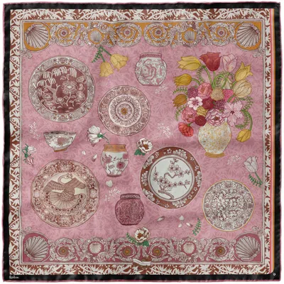 Kueen Women's Red / Pink / Purple Silk Scarf - Porcelain Dreams - Pink