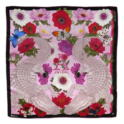 Kueen Women's Silk Scarf - Amazing A - Alligator Pink