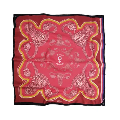 Kueen Women's Silk Scarf - Bloody Awesome Collection - Bloody Red In Multi