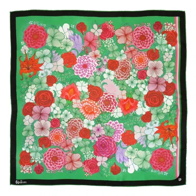 Kueen Women's Silk Scarf - Flora - Green