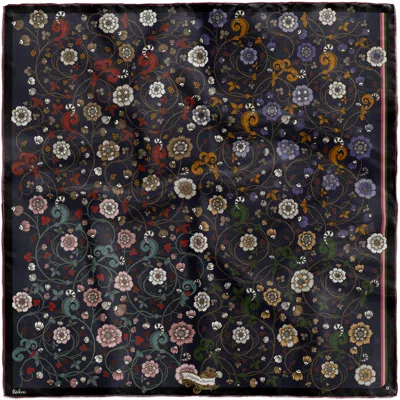 Kueen Women's Silk Scarf - Forgotten Flowers - Blue