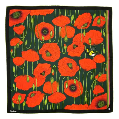 Kueen Women's Silk Scarf - Poppy - Green