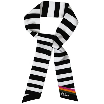 Kueen Women's Silk Scarf - Stripes - Black & White In Multi
