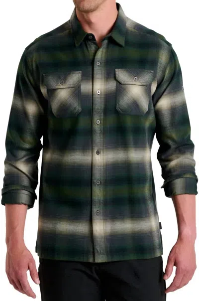 Kuhl Dillingr Flannel Long Sleeve Shirt In Dark Forest In Green