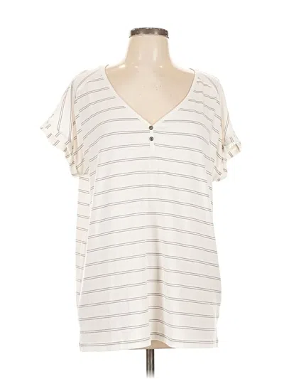 Pre-owned Kuhl Short Sleeve Top Ivory V Neck Tops In White