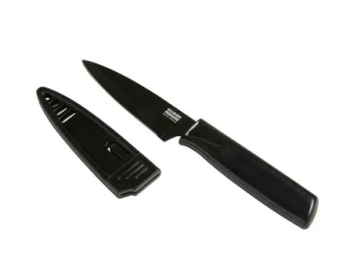 Kuhn Rikon Colori Non-stick Straight Paring Knife With Safety Sheath, 4 Inch In Black