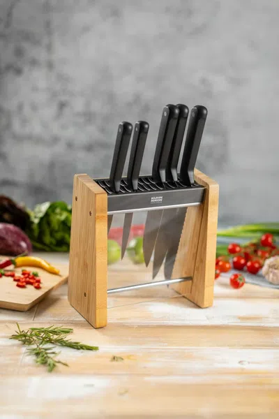 Kuhn Rikon Iced Bamboo Knife Block In Black