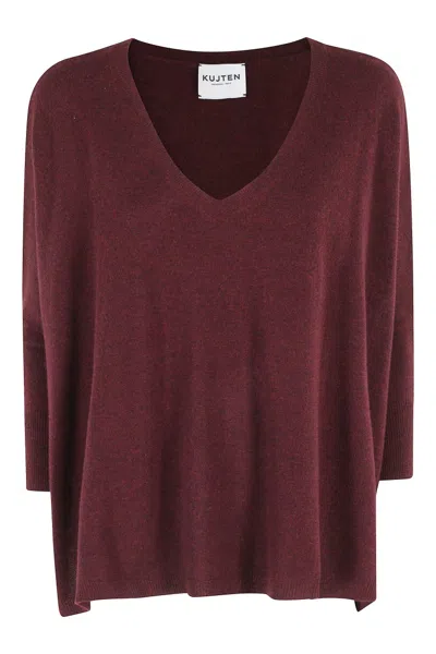 Kujiten V-neck Oversized Cashmere Sweater In Burgundy