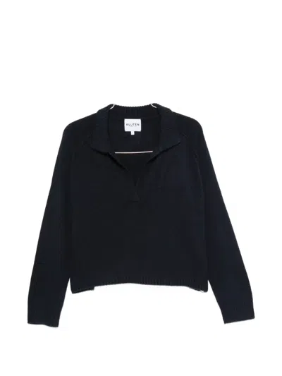 Kujten Aenora Polo-collar Raglan-sleeve Sweater In Blue