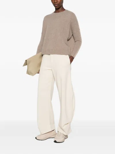 Kujten Amea Whipstitch-trim Cashmere Sweater In Brown
