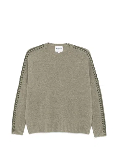 Kujten Amea Whipstitch-trim Sweater In Green