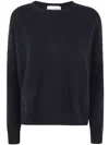 Kujten Amelie Long Sleeve Crew Neck Knit Sweater In Black