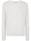 Kujten Long Sleeve Ribbed Cuff Knit Sweater In White