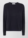 Kujten Amelie Long Sleeve Crew Neck Knit Sweater In Black