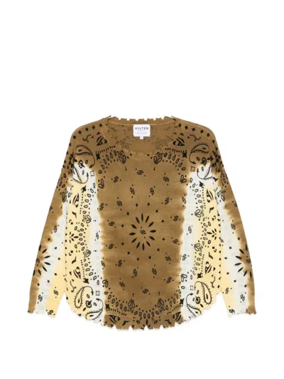 Kujten Bandana-print Distressed Sweater In Multi