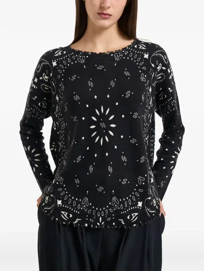 Kujten Bandana-print Distressed Sweater In Blue