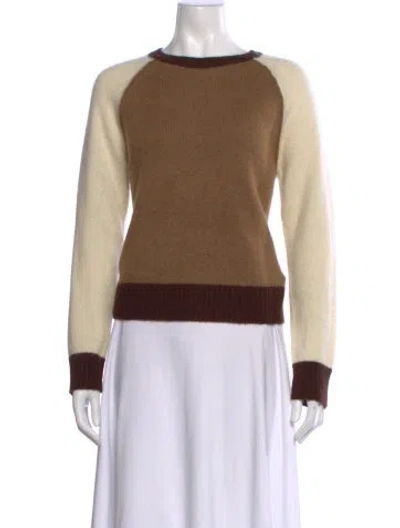 Pre-owned Kujten Cashmere Colorblock Pattern Sweater In Brown