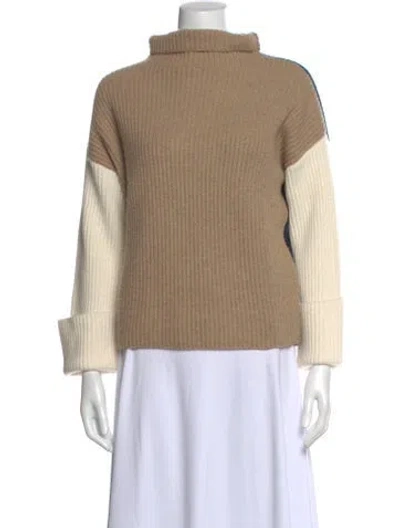 Pre-owned Kujten Cashmere Colorblock Pattern Sweater In Neutral