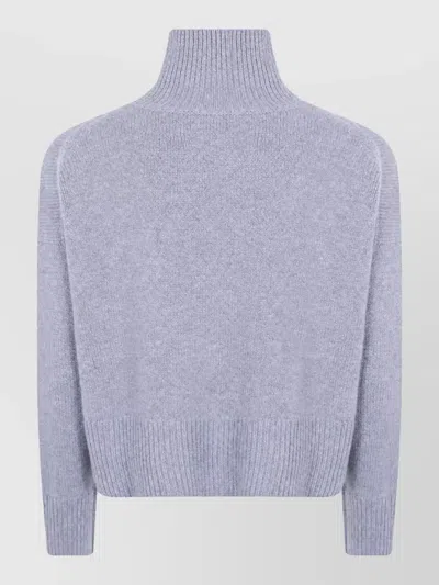 Kujten Cashmere Cropped Turtleneck Sweatshirt In Purple