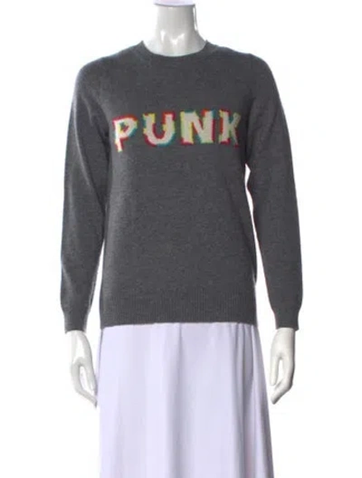 Pre-owned Kujten Cashmere Graphic Print Sweater In Gray
