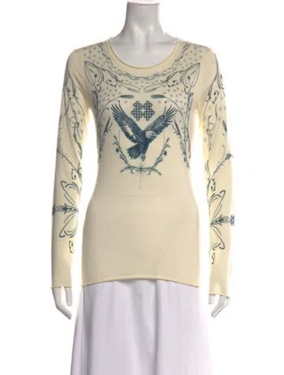 Pre-owned Kujten Cashmere Graphic Print Top In Neutrals
