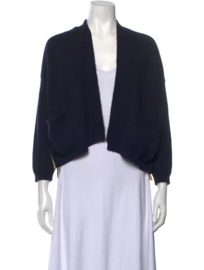 Pre-owned Kujten Cashmere Open Front Sweater In Blue