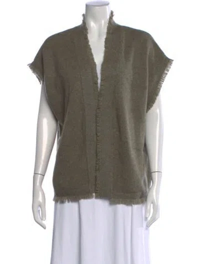 Pre-owned Kujten Cashmere Open Front Sweater In Green