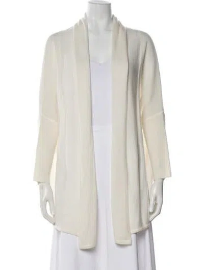 Pre-owned Kujten Cashmere Open Front Sweater In White