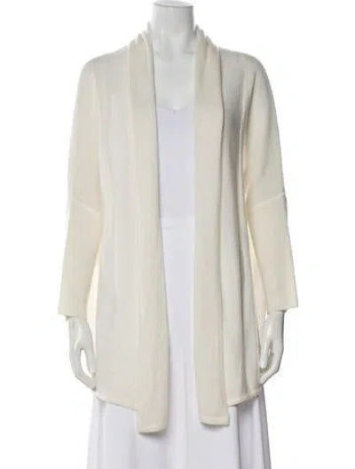 Pre-owned Kujten Cashmere Open Front Sweater In White