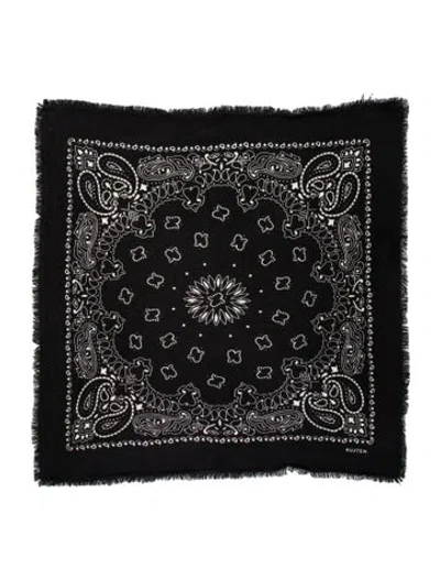 Pre-owned Kujten Cashmere Paisley Print Scarf In Black