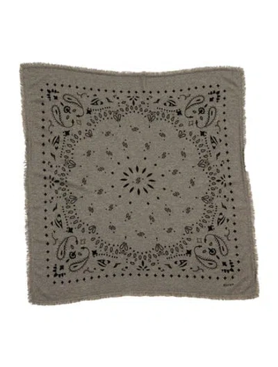 Pre-owned Kujten Cashmere Paisley Print Scarf In Green