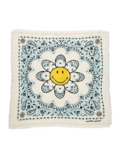 Pre-owned Kujten Cashmere Paisley Print Scarf In Neutrals