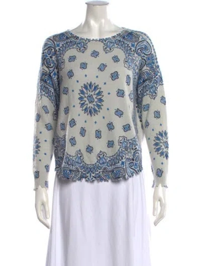 Pre-owned Kujten Cashmere Paisley Print Sweater In Blue